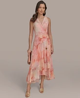 Donna Karan New York Women's Printed Ruched A-Line Dress