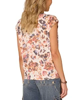 Democracy Women's Knot-Hem Cap-Sleeve Printed Knit Top