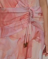 Donna Karan New York Plus Floral-Print Surplice Midi Dress
