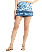 Bcx Juniors' Floral Border-Print Mid-Rise Shorts