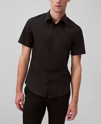 Calvin Klein Men's Slim Fit Short Sleeve Solid Stretch Button-Front Shirt