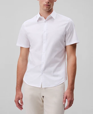 Calvin Klein Men's Slim Fit Short Sleeve Solid Stretch Button-Front Shirt