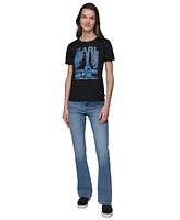 Karl Lagerfeld Paris Women's Embellished Scene Graphic T-Shirt