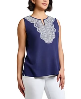 Jones New York Women's Textured Lace-Print Sleeveless Top