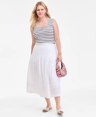 On 34th Women's Cotton Gauze Tiered Midi Skirt, Exclusively at Macy's