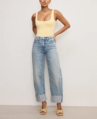 Good American Women's Standard Relaxed-Fit Barrel Jeans