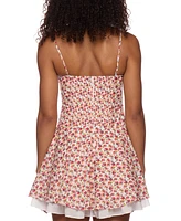 B Darlin Juniors' Floral-Print Ruffled Mini Dress
