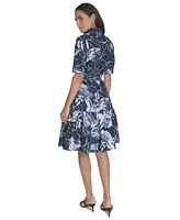 Calvin Klein Women's Cotton Abstract-Print Shirtdress