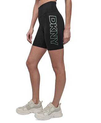 Dkny Sport Women's Ombre-Logo High-Rise 7" Bike Shorts