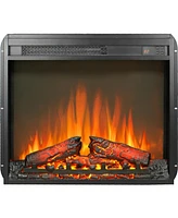 23 inch electric fireplace insert, ultra thin heater with log set & realistic flame, remote control with timer, overheating protection