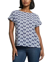 Jones New York Women's Shell-Print Button-Side Top