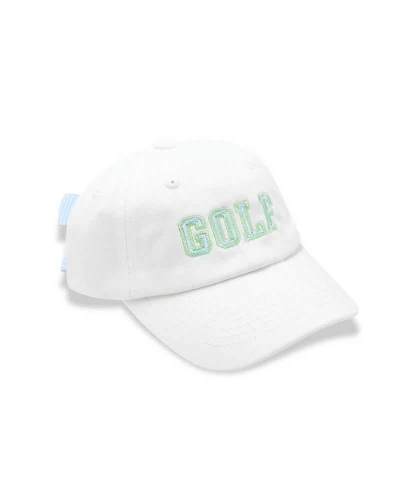 Bits & Bows Girls Golf Bow Baseball Hat in White