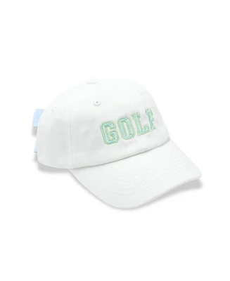 Bits & Bows Girls Golf Bow Baseball Hat in White
