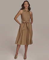 Donna Karan New York Women's Belted Sleeveless Shirtdress