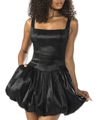 Alex & Sophia Juniors' Square-Neck Bubble-Hem Sleeveless Fit Flare Dress