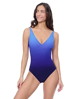Profile by Gottex Women's Splendor Ombre V Neck One Piece