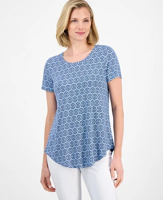 Jm Collection Women's Printed Scoop-Neck Knit Top, Exclusively at Macy's