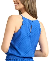 Bcx Juniors' Solid Clip-Dot Smocked-Hem Sleeveless Top