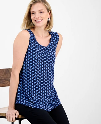 Jm Collection Women's Printed Scoop-Neck Sleeveless Tank Top, Exclusively at Macy's