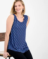 Jm Collection Women's Printed Scoop-Neck Sleeveless Tank Top, Exclusively at Macy's