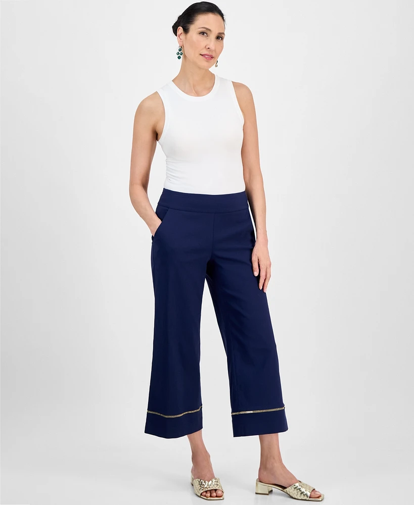 Jm Collection Women's Metallic-Trim Pull-On Capri Pants, Exclusively at Macy's