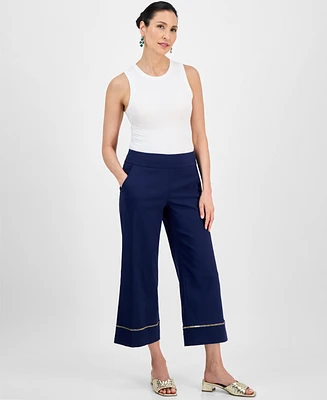 Jm Collection Women's Metallic-Trim Pull-On Capri Pants, Exclusively at Macy's