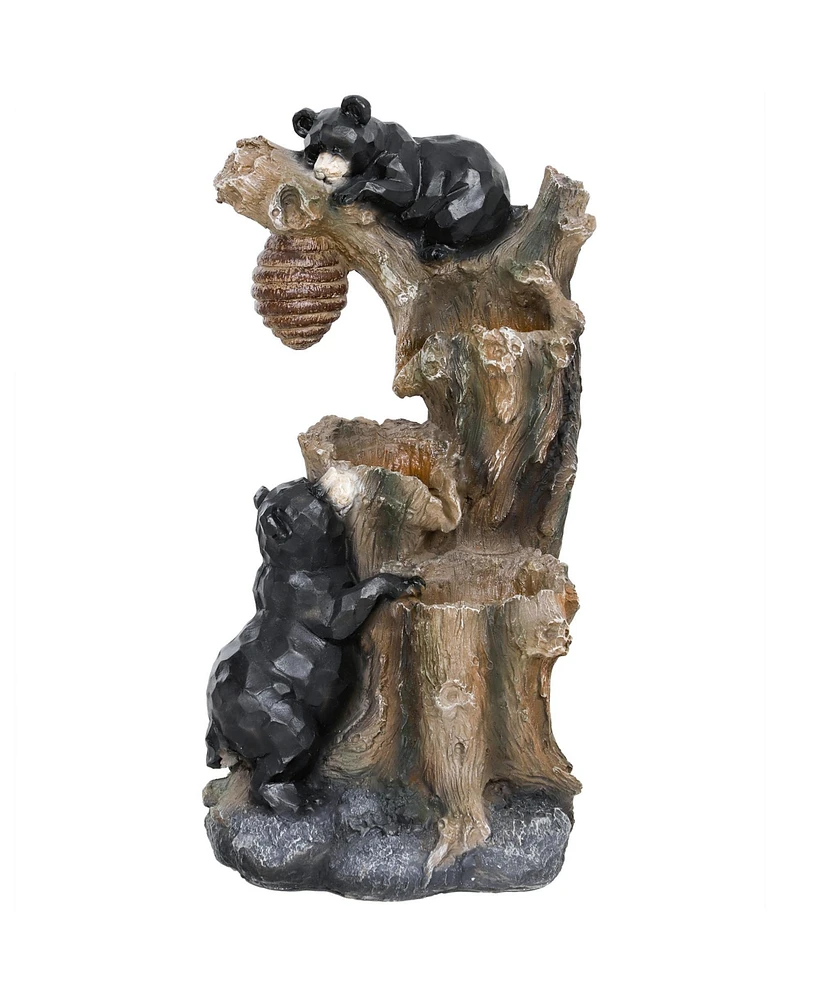Outsunny 22.4" 3-Tier Outdoor Water Fountain with Led Lights, Pump