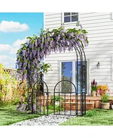 Outsunny 7.4ft Steel Garden Arch with Gate, Garden Arbor Trellis,