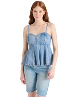 Steve Madden Women's Delta Sleeveless Denim Peplum Top