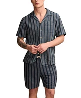 Lucky Brand Mens Regular Fit Stripe Button Down Camp Shirt Regular Fit Stripe 7 Drawstring Shorts