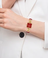 Coach Women's Cass Gold-Tone Stainless Steel and Red Leather Strap Watch, 22mm
