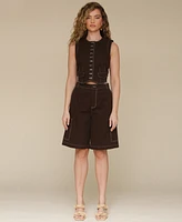 Avec Les Filles Women's Long Cargo Shorts