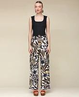Avec Les Filles Women's Printed Linen-Blend Cargo Pants