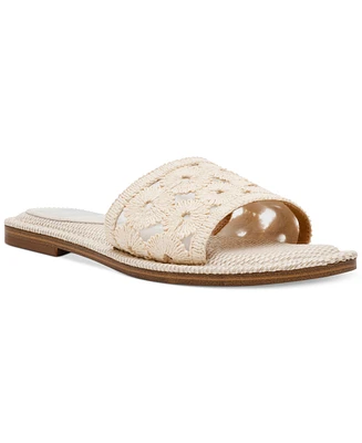 Dv Dolce Vita Women's Jessamine Floral Eyelet Raffia Flat Sandals