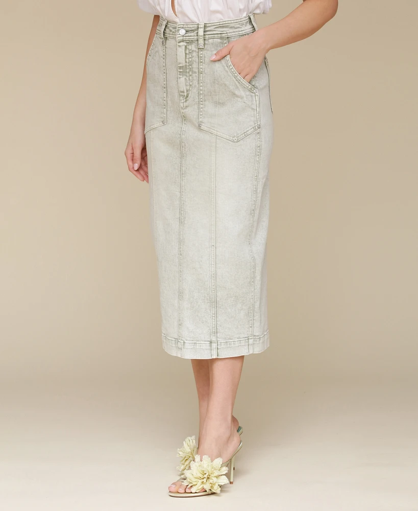 Avec Les Filles Women's Denim Midi Skirt