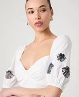 French Connection Women's Cambria Cotton Embroidered Anglaise Dress