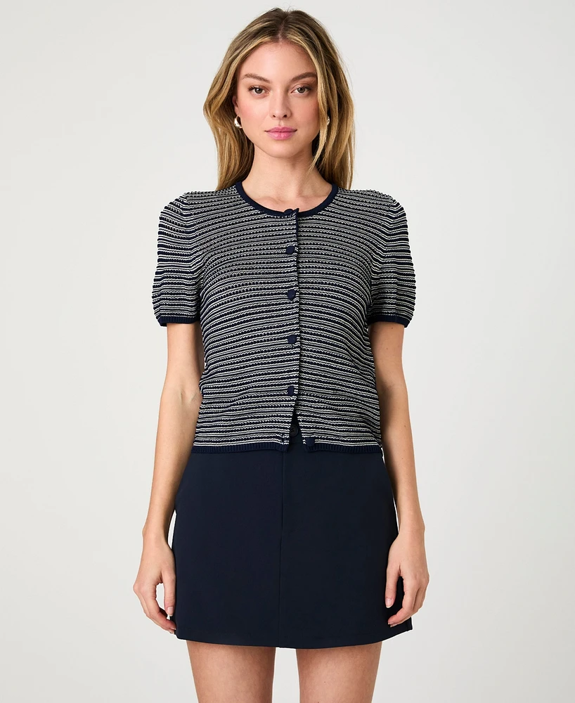 French Connection Women's Zig Zag Striped Knit Cardigan