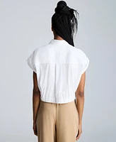 Kenneth Cole Women's Short Dolman-Sleeve Cropped Shirt