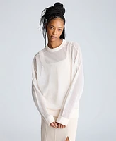 Kenneth Cole Women's Sheer Oversized Crewneck Pullover