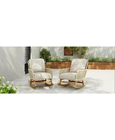 Ivory wicker rocking chairs [2], Indoor/outdoor, Cushioned, wood frame