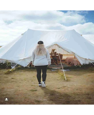 8-10 Person Canvas Bell Tent, Glamping, 4-Season Yurt, Family/Party Camping, 23x16,5ft