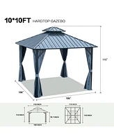 10x10ft patio gazebo, aluminum frame, steel canopy, outdoor permanent hardtop