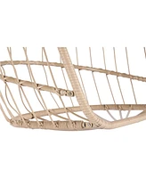 Outdoor Garden Rattan Egg Swing Chair Hanging Chair Wood+Khaki