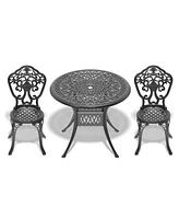 3-Piece Set Of All-Weather Cast Aluminum Dining Furniture Set With Black Frame