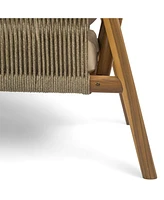 [Set of 2] 28" Modern Outdoor Woven Lounge Chair with Cushions
