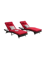 Outdoor Wicker Reclining Lounge Chairs (Set of 2) - Beach, Pool, Garden