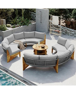 6-Person Outdoor Seating Set w/Cushions & Coffee Table