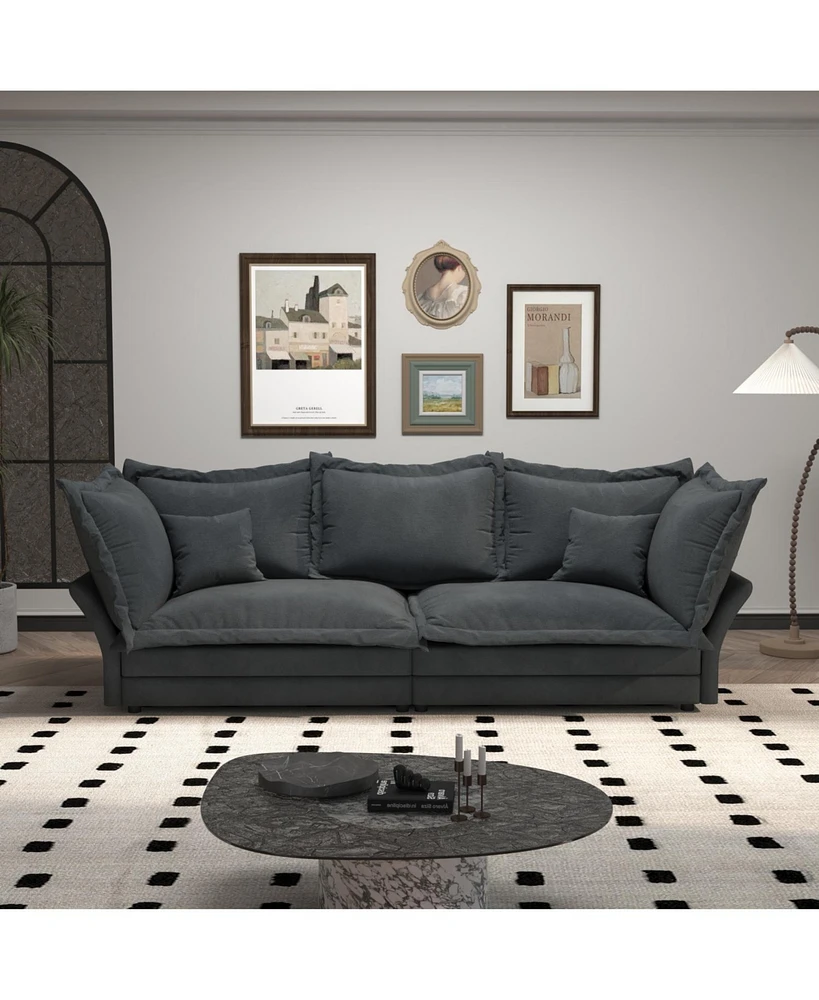 Modern Comfy Upholstered Sofa, Convertible Chaise Longue for Living Rooms