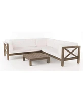 Acacia Wood Outdoor Sectional Sofa Set with Coffee Table