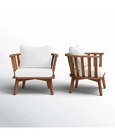 Set of 2, Outdoor Acacia Wood Patio Club Chair